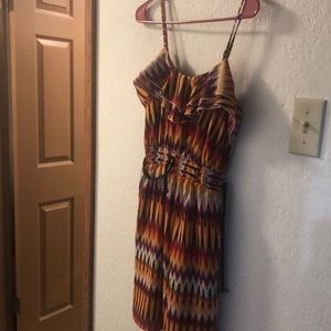 Love Reign colorful black belted dress